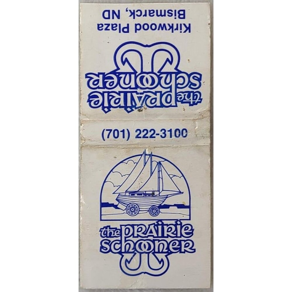 Vintage Matchbook Cover Prairie Schooner Bismarck ND North Dakota Bobtail